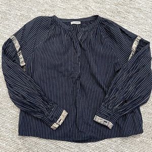 Ulla Johnson pinstripe blouse with metallic trim